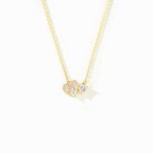 18K Gold - Plated 925 Sterling Silver Zircon Heart Necklace - Dressy Clothing - Gold