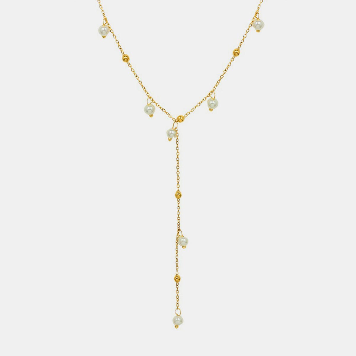 18K Gold - Plated Pearl Drop Necklace - Dressy Clothing - Gold