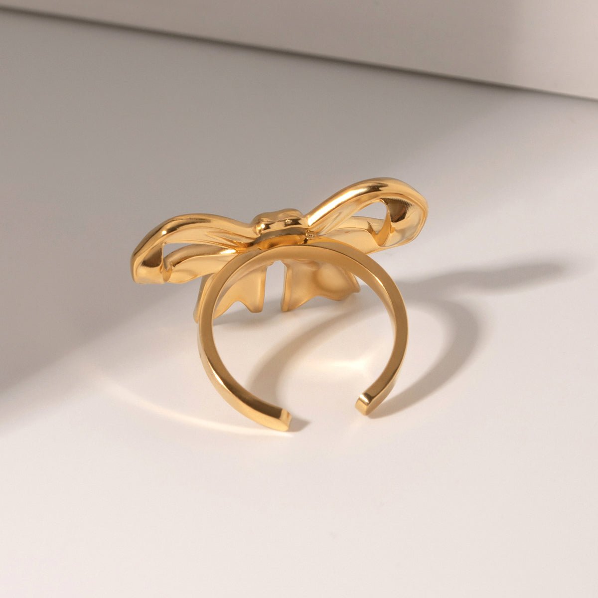 18K Gold - Plated Stainless Steel Bow Ring - Dressy Clothing - Gold