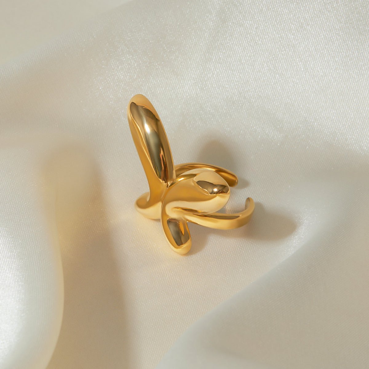 18K Gold - Plated Stainless Steel Butterfly Ring - Dressy Clothing - Gold