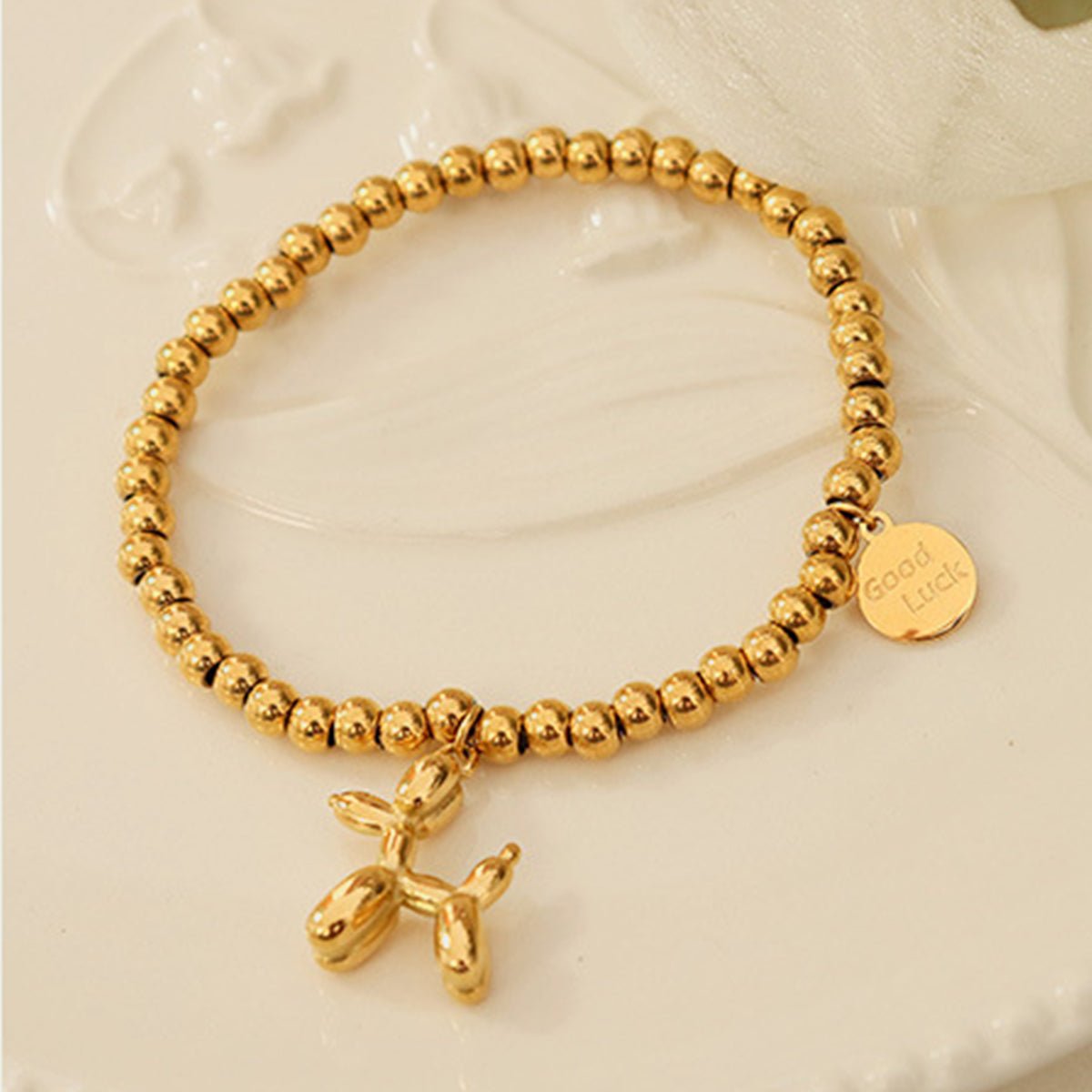 18K Gold - Plated Titanium Steel Puppy Shape Charm Bracelet - Dressy Clothing - Gold