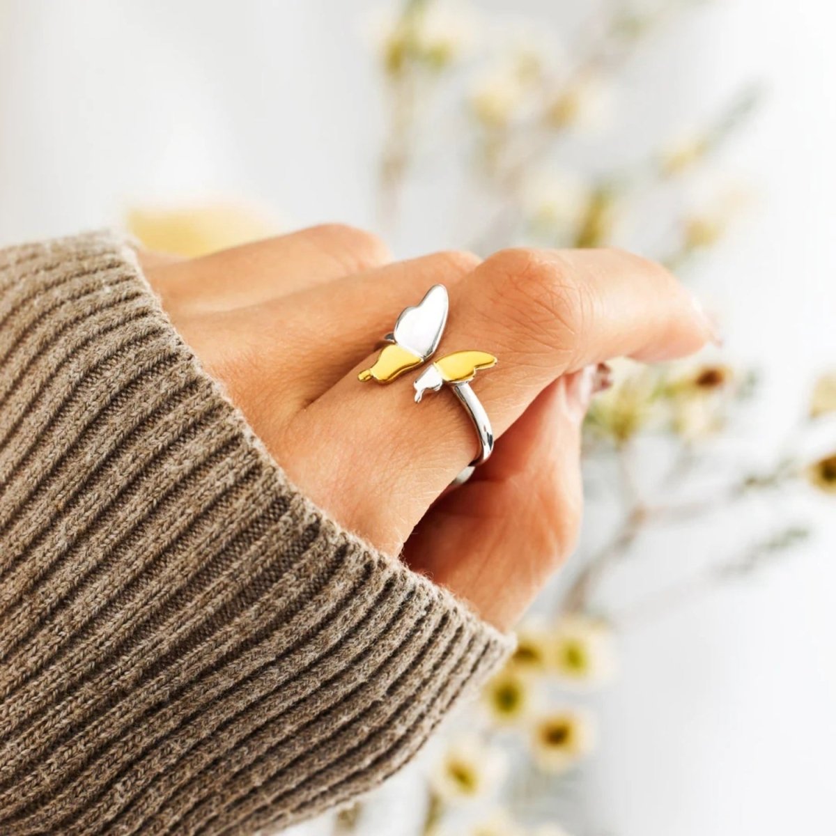 925 Sterling Silver Butterfly Ring - Dressy Clothing - Gold