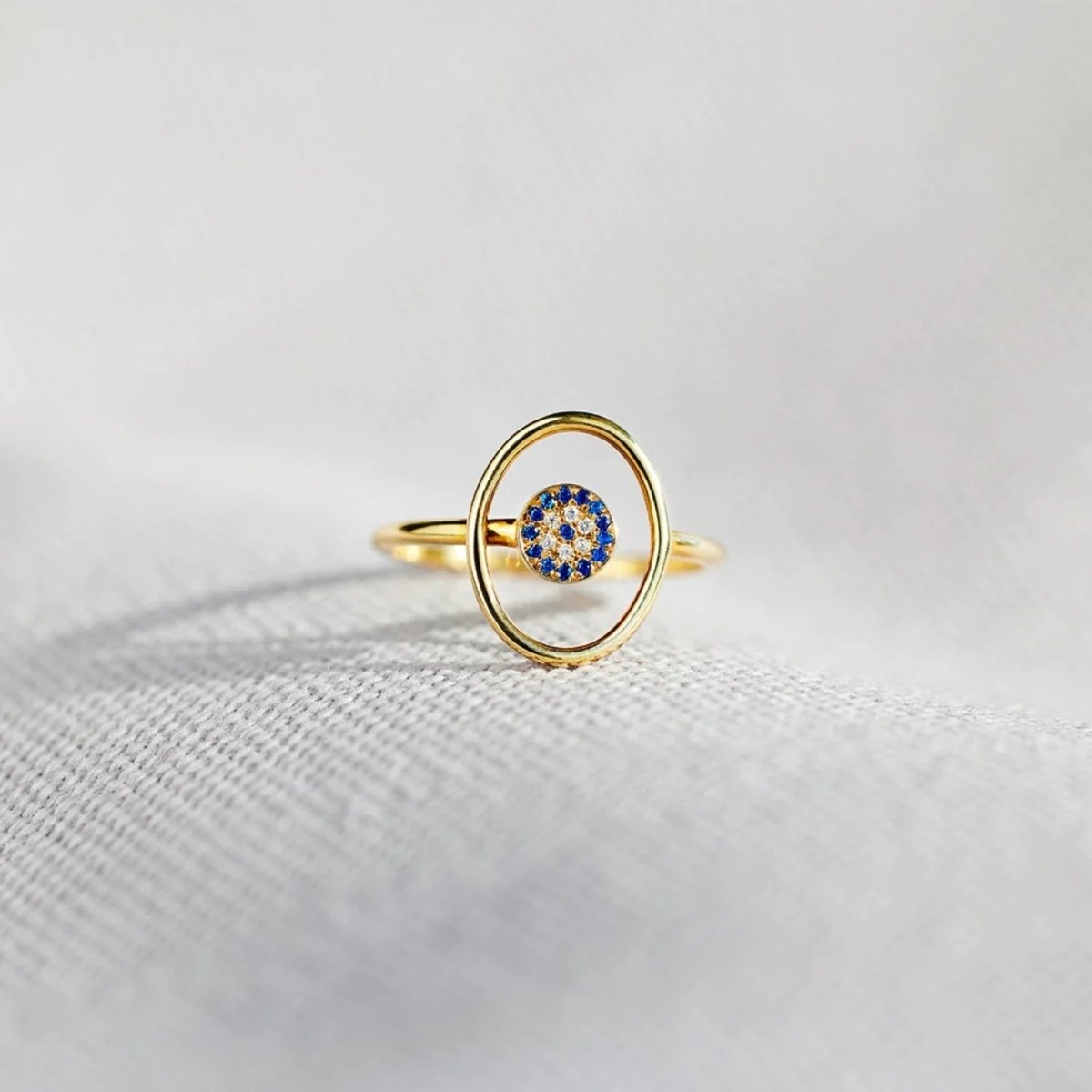 925 Sterling Silver Evil Eye Ring - Dressy Clothing - Gold