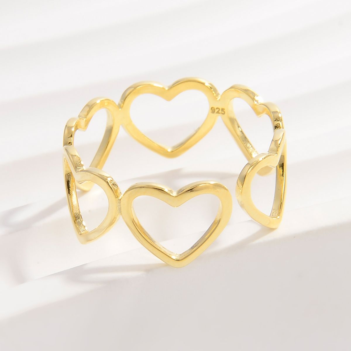 925 Sterling Silver Heart Ring - Dressy Clothing - Gold