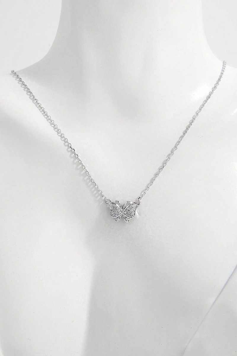 925 Sterling Silver Zircon Butterfly Pendant Necklace - Dressy Clothing - Silver