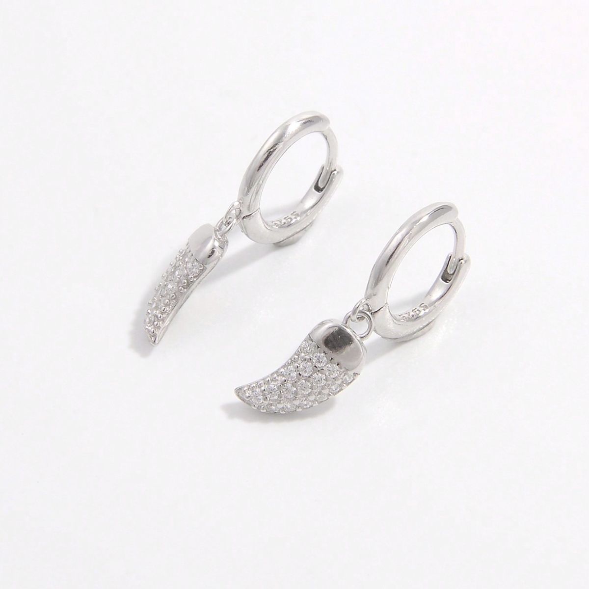 925 Sterling Silver Zircon Chili Shape Earrings - Dressy Clothing - Earrings - Silver