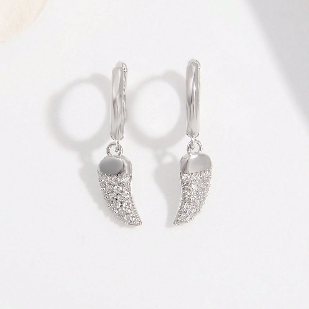 925 Sterling Silver Zircon Chili Shape Earrings - Dressy Clothing - Earrings - Silver