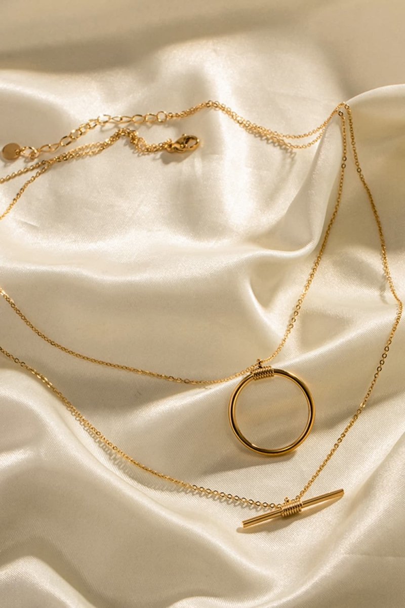 Double - Layered Stainless Steel Necklace - Dressy Clothing - Necklaces - Gold