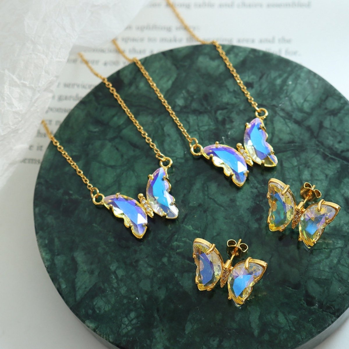 Gold - Plated Butterfly Pendant Necklace - Dressy Clothing - Gold