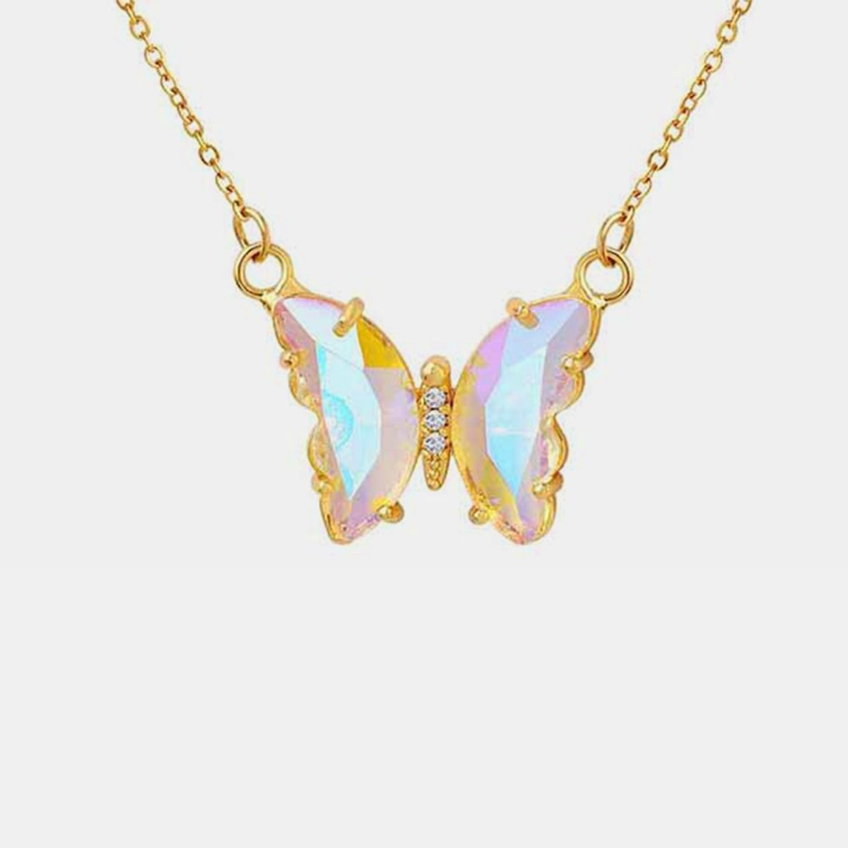 Gold - Plated Butterfly Pendant Necklace - Dressy Clothing - Gold