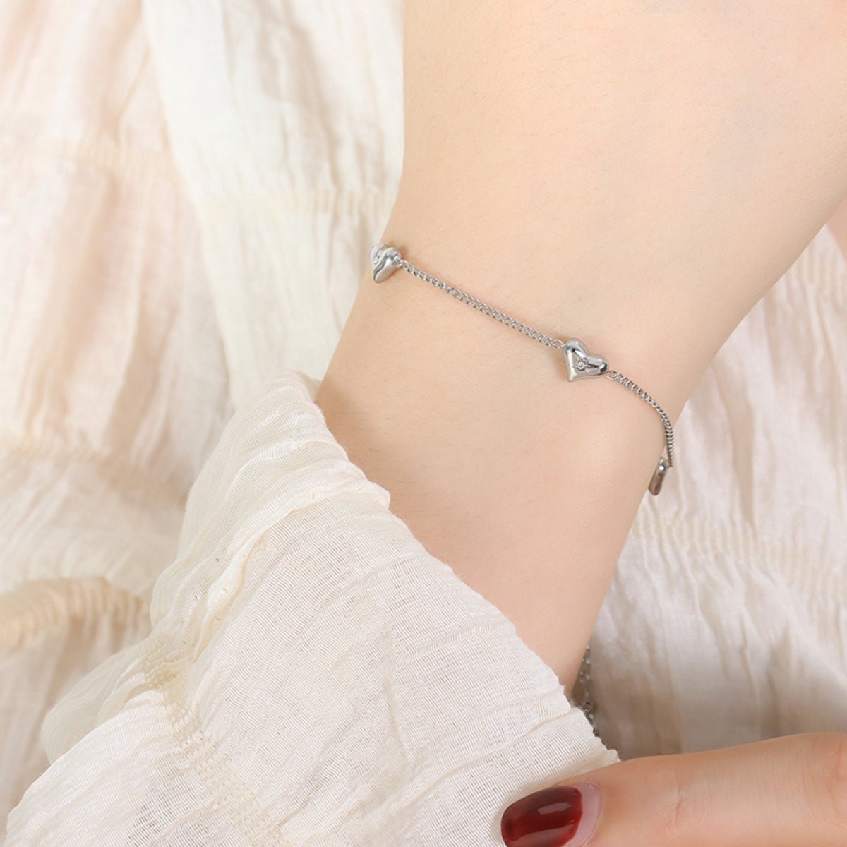 Heart Bracelet | Titanium Steel Zircon - Dressy Clothing - Bracelets - Silver