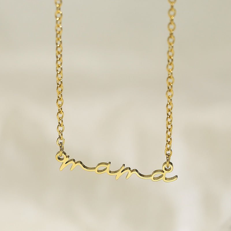 MAMA Stainless Steel Necklace - Dressy Clothing - Necklaces - Gold