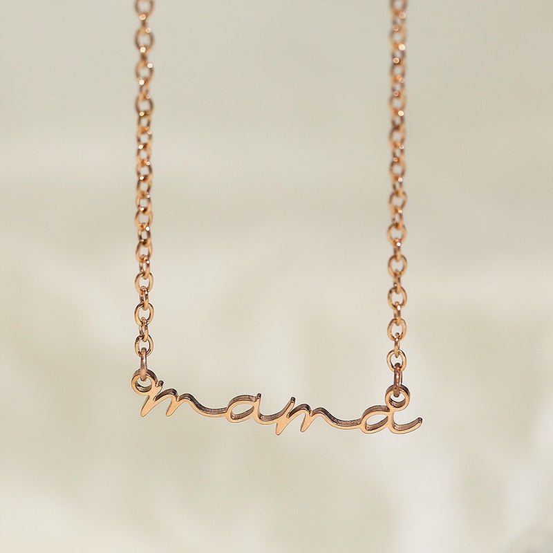 MAMA Stainless Steel Necklace - Dressy Clothing - Necklaces - Rose Gold