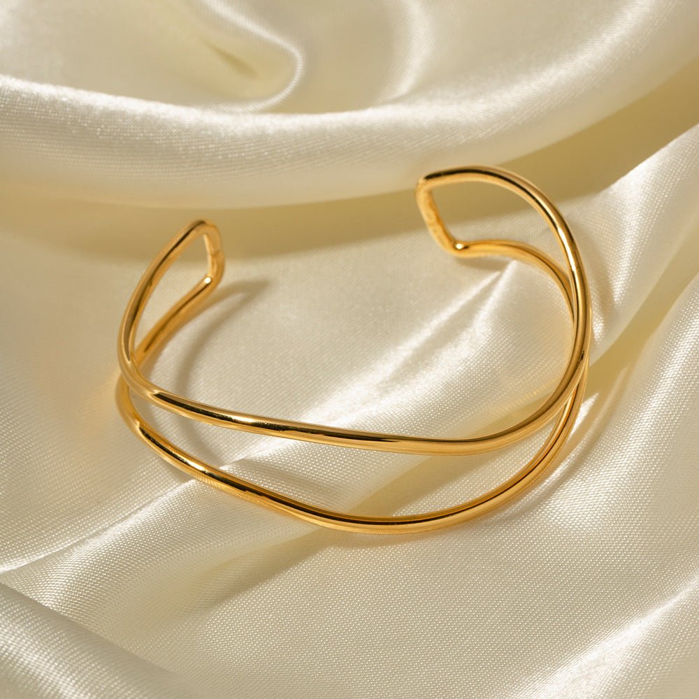 Minimalist Stainless Steel Cuff Bracelet - Dressy Clothing - Bracelets - Gold