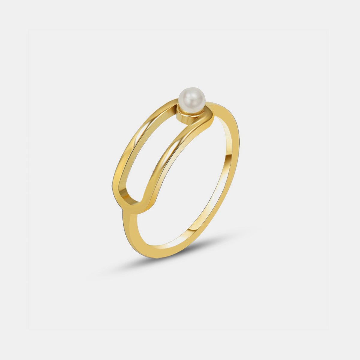 Synthetic Pearl Titanium Steel Ring - Dressy Clothing - Gold