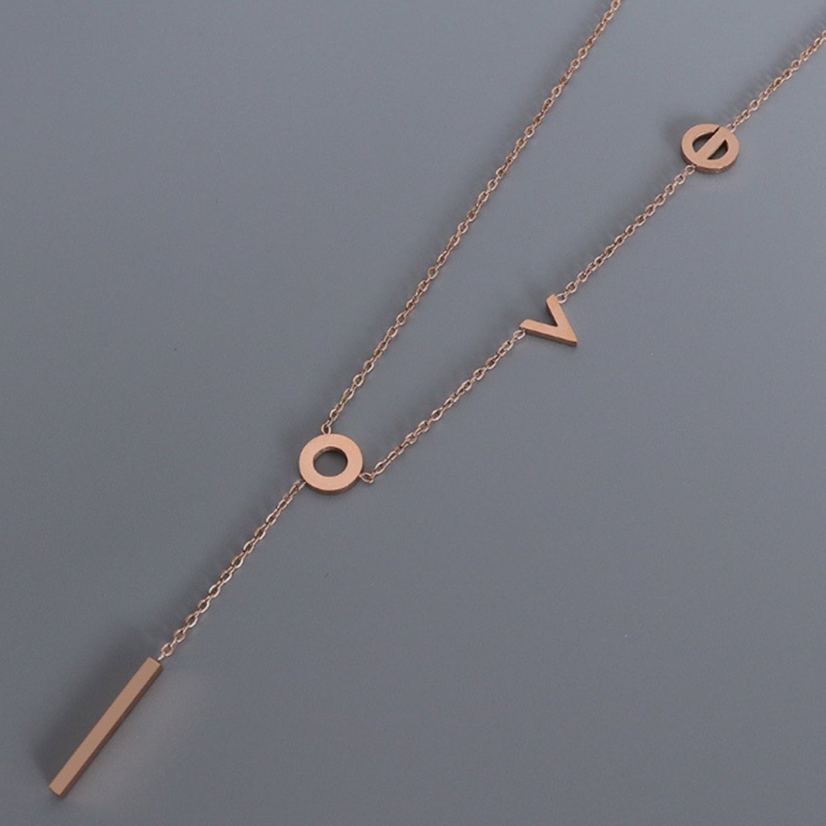 Titanium Steel Letter Necklace - Dressy Clothing - Necklaces - Rose Gold