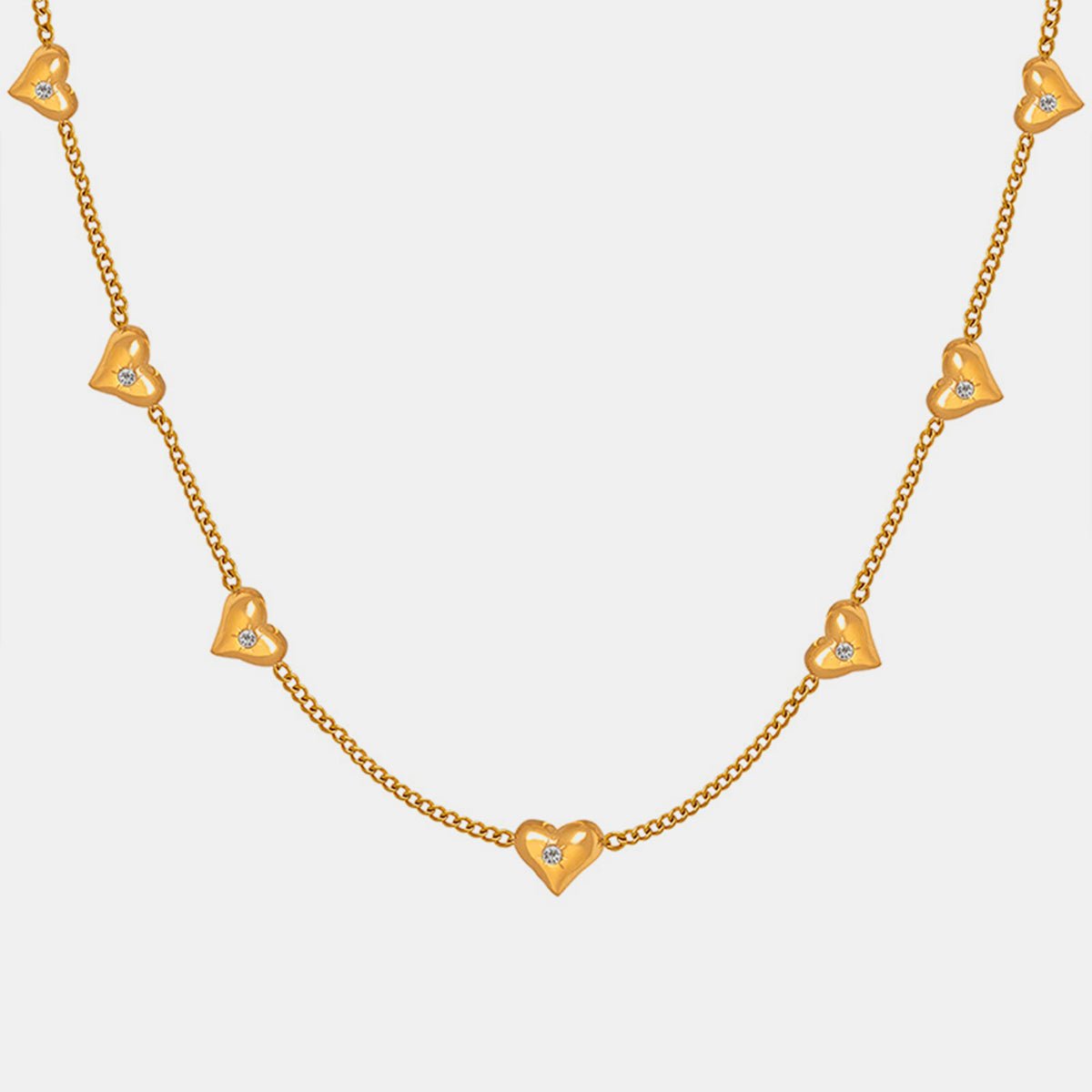 Titanium Steel Zircon Heart Necklace - Dressy Clothing - Necklaces - Gold