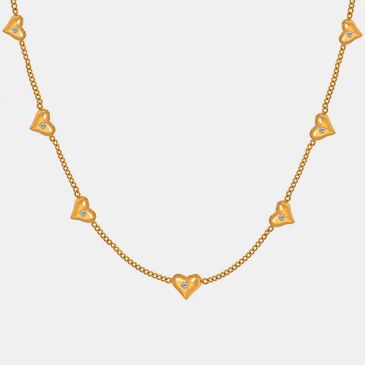 Titanium Steel Zircon Heart Necklace - Dressy Clothing - Necklaces - Gold