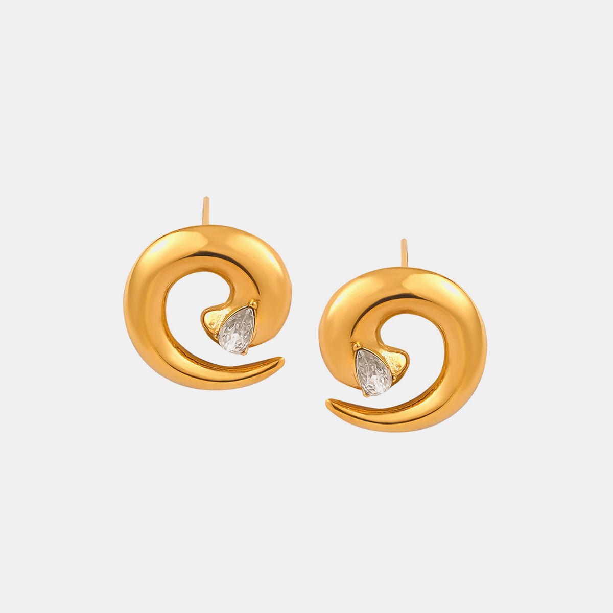 Titanium Steel Zircon Spiral Shape Earrings - Dressy Clothing - Earrings - Gold