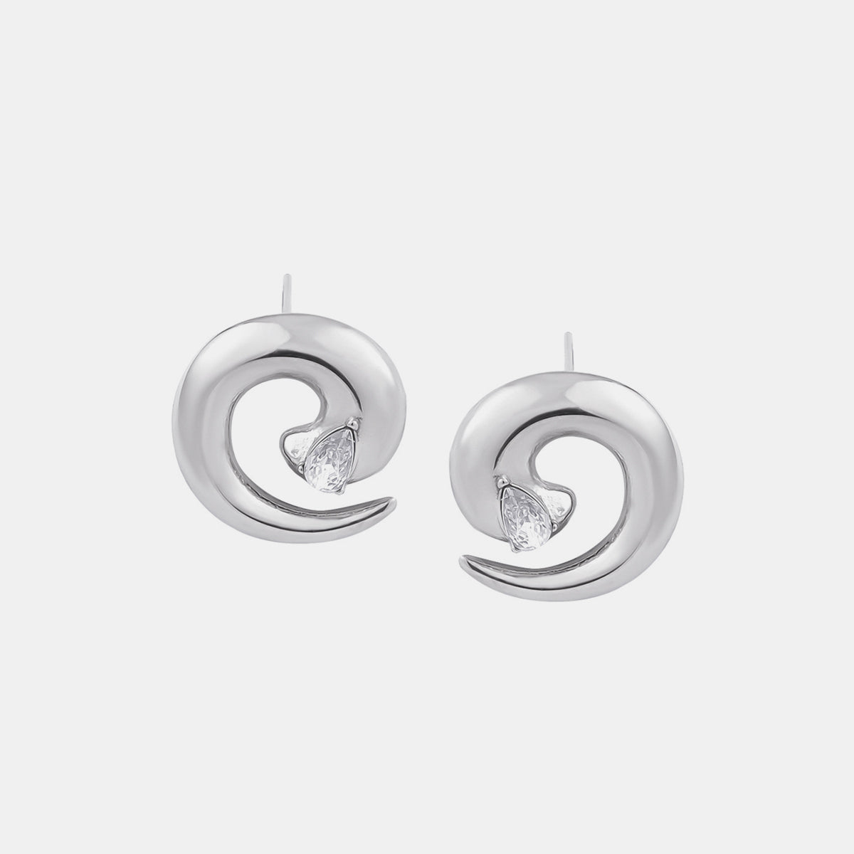 Titanium Steel Zircon Spiral Shape Earrings - Dressy Clothing - Earrings - Silver