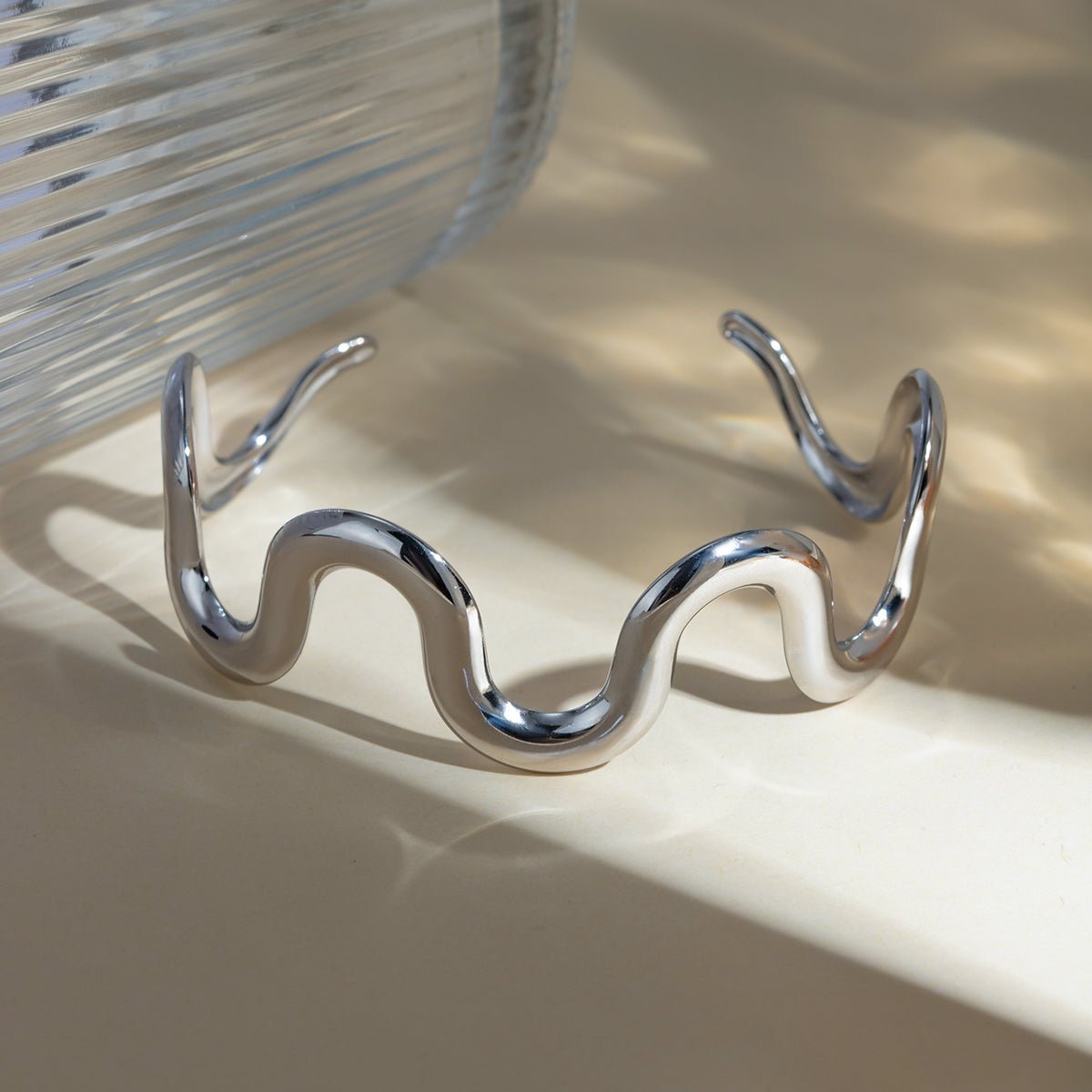 Wave Shape Bracelet Stainless Steel - Dressy Clothing - Bracelets - Silver